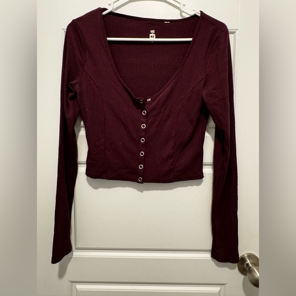 Me to We Deep Red Button-Down Shirt